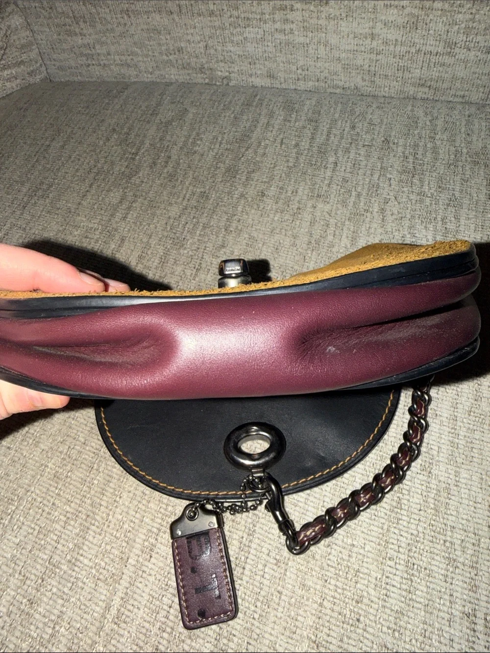 Coach Colorblock Suede & Leather Turn lock saddlebag  without strap